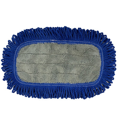 12" Dust Mop with Fringe Yarn — Microfiber Hook and Loop Pad
