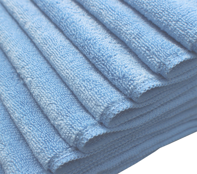 Dozen BLUE 16" x 16" 400gsm HEAVY Terry Microfiber Cleaning Cloths